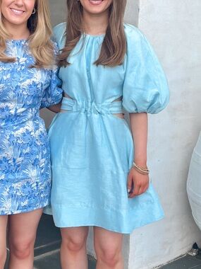 Aje Psychedelia Cutout Mini Dress in Blue